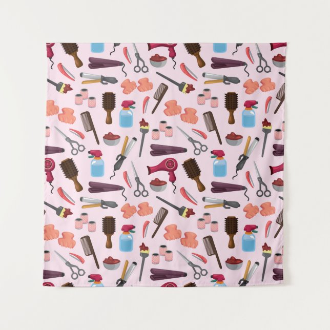 Friseur KIT nahtloses Muster Wandteppich (Vorderseite)