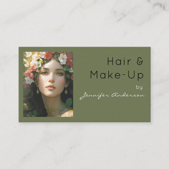 Friseur-Kosmetologin Make-up Vintage Frau Visitenkarte (Vorderseite)