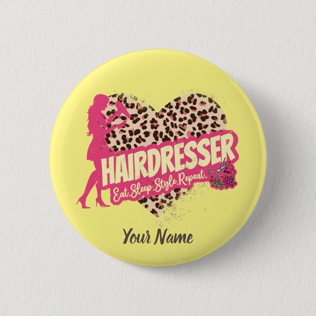 Friseur Leopard Hair Hustler Button (Vorderseite)