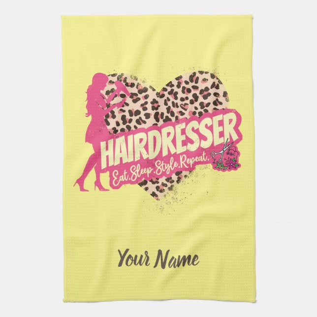 Friseur Leopard Hair Hustler Geschirrtuch (Vertikal)