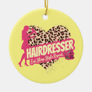 Friseur Leopard Hair Hustler Keramik Ornament