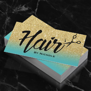 Friseur-Liste Gold & Türkis Glitzer Ernennung Terminkarte