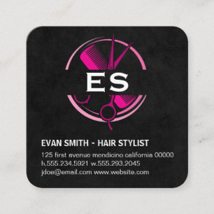 Friseur-Logo   Monogramm Quadratische Visitenkarte