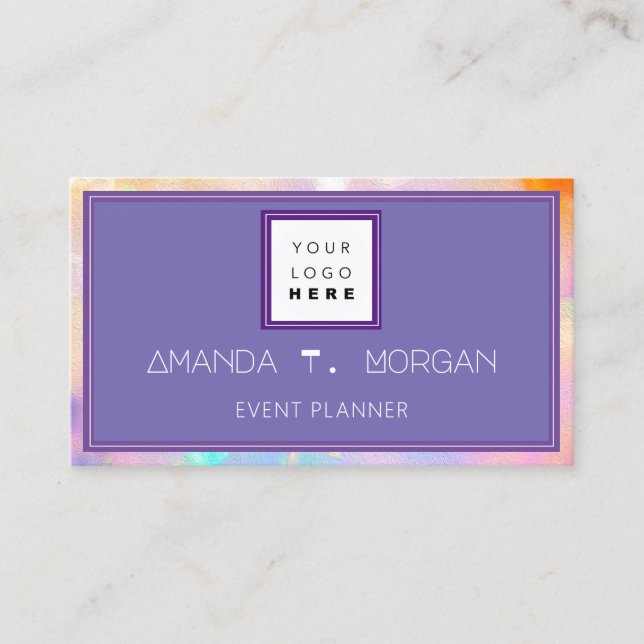 Friseur Makeup Artist Beauty Holographic Logo Visitenkarte (Vorderseite)