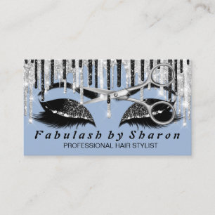 Friseur Makeup Eyelash Silver Smoky Blau Grau Visitenkarte
