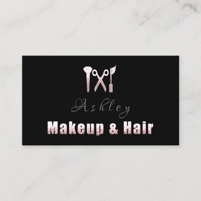 Friseur Makeup Künstlerische Verabredung Rosa Schw Visitenkarte (Vorderseite)
