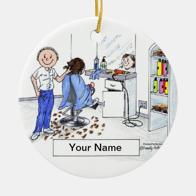 Friseur - männlich keramik ornament (Vorne)