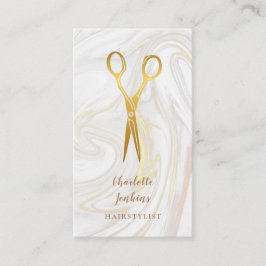 Friseur Marmor Wirbel Gold Schere Visitenkarte