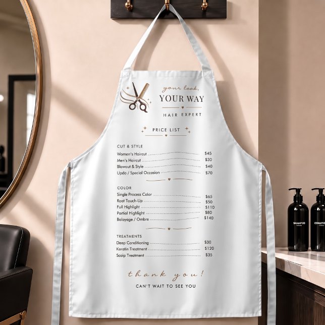 Friseur Minimal Weiße Schere Editierbar Schürze (Hair Stylist Minimal White Scissors Editable Apron)