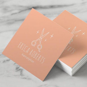 Friseur Minimalistische Schere Schönheitssalon Pea Quadratische Visitenkarte