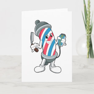 Friseur mit Rasiermesser Karte