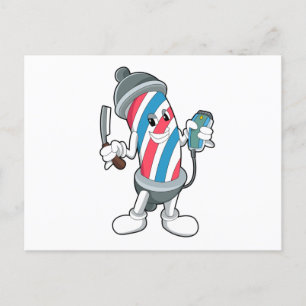 Friseur mit Rasiermesser Postkarte