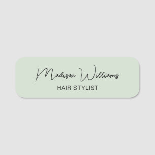 Friseur Modern Sage Green Mitarbeiter Namensschild