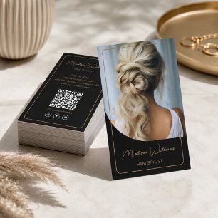 Friseur Modern Schwarz und Gold Visitenkarte