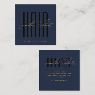 Friseur moderne Typografieschrift blau Quadratische Visitenkarte