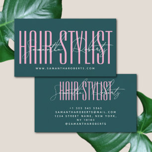 Friseur moderne Typografieschrift grün pink Visitenkarte