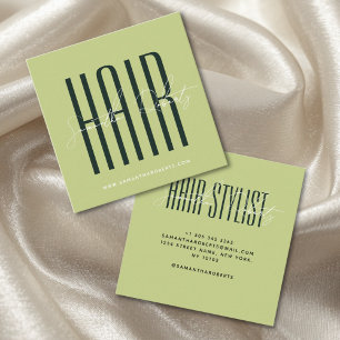 Friseur moderne Typografieschrift grün Quadratische Visitenkarte