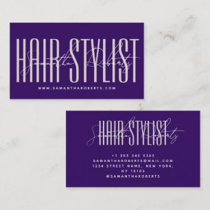 Friseur moderne Typografieschrift lila Visitenkarte