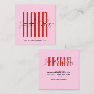 Friseur moderne Typografieschrift rosa rot Quadratische Visitenkarte