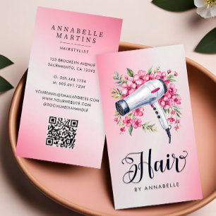 Friseur Modernes Aquarell Fön Visitenkarte