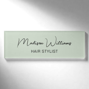 Friseur Modernes Salonpersonal Salbei-Grün Namenschild