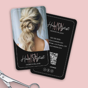 Friseur Monogramm Logo Foto Schwarz Visitenkarte