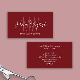 Friseur Monogramm-Logo Rot Visitenkarte