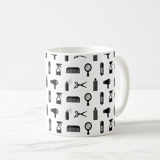 Friseur-Muster CUSTOM FARBE Kaffeetasse (VorderseiteRechts)