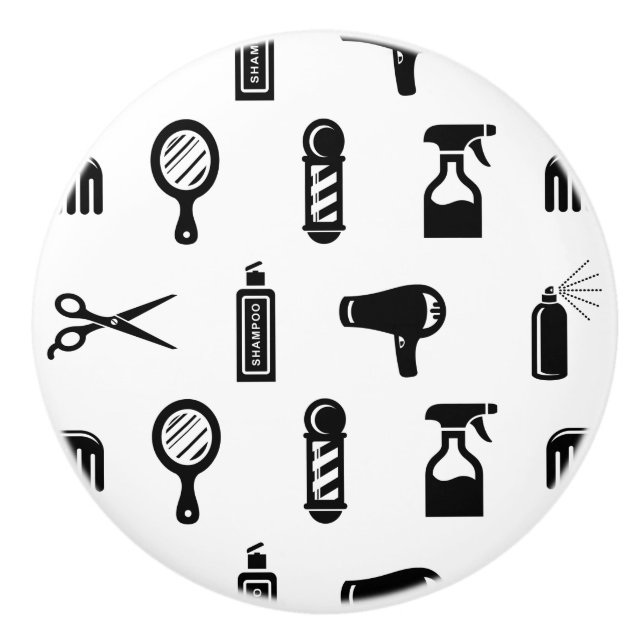 Friseur-Muster CUSTOM FARBE Keramikknauf (Vorderseite)