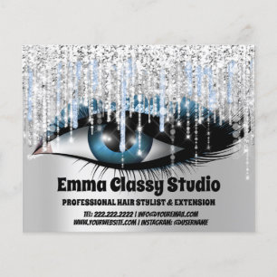 Friseur Nagel Wimpern Silber Grau Glitter Tropfen Flyer