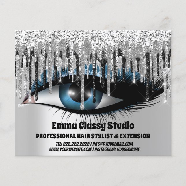 Friseur Nail Lashes Silver VIP Black Tropfen Flyer (Vorne)