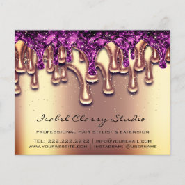 Friseur Nail Stylist Gold Lila Tropfen Flyer