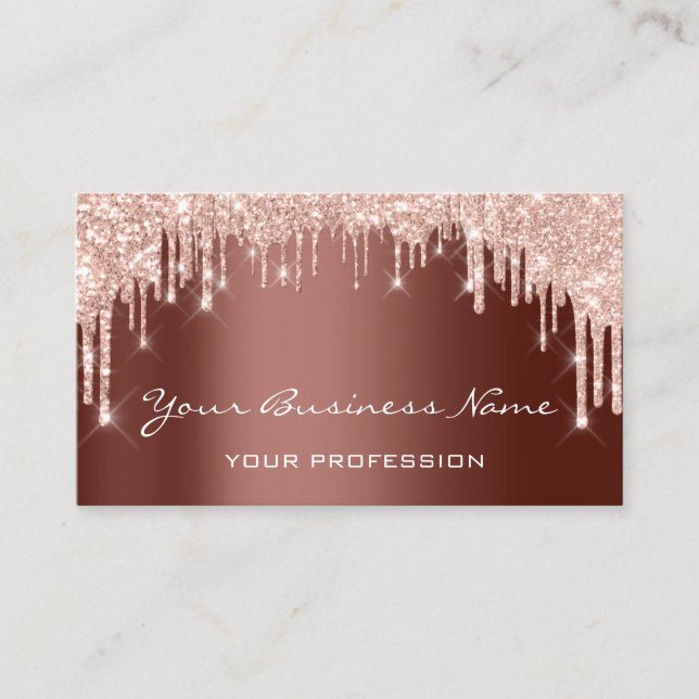 Friseur Nails Makeup Brown Rose Tropfen Visitenkarte (Vorderseite)