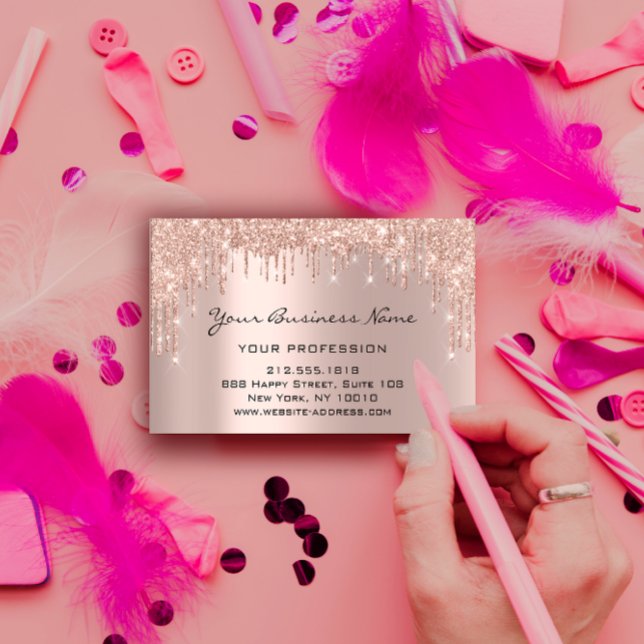 Friseur Nails Makeup Eyelash Rose Tropfen Visitenkarte (Hairdresser Nails Makeup Eyelash Rose Drips Business Card)