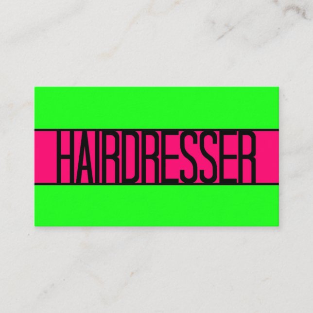 Friseur Neongrüne und Hot-Pink-Visitenkarte Visitenkarte (Vorderseite)