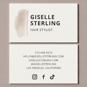 Friseur Neutral Beige Wasserfarbe Minimalistisch  Visitenkarte
