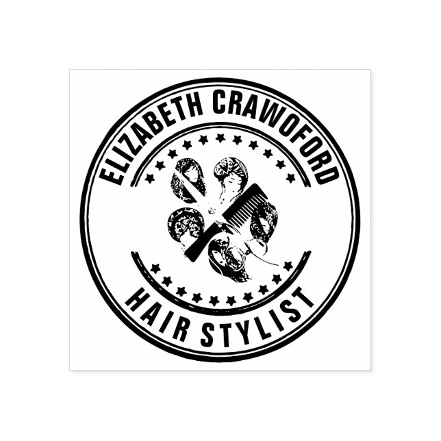 Friseur oder Schönheitssalon mit Namen Gummistempel (Prägung)