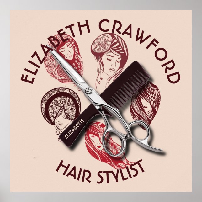 Friseur oder Schönheitssalon mit Namen Poster (Vorne)