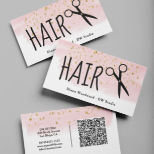 Friseur Pink Gold QR-Code Visitenkarte
