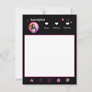 Friseur Pink Makeup-Artist Instagram QR CODE Mitteilungskarte