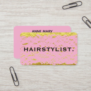 Friseur Pink Roségold Schwarz Rustikal Abstrakt  Visitenkarte