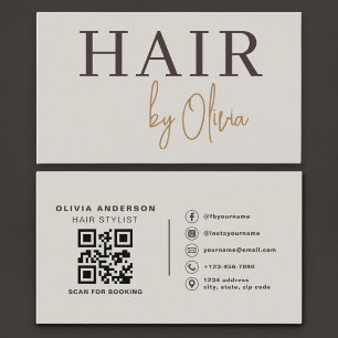 Friseur QR-Code Earthy Neutral Visitenkarte