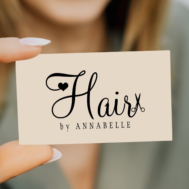 Friseur QR-Code moderne Schrift beige schwarz Visitenkarte (Von Creator hochgeladen)