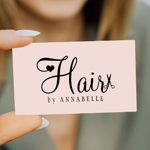 Friseur QR-Code moderne Schrift blassrosa Visitenkarte