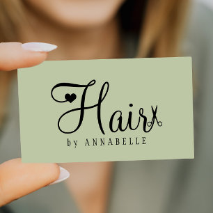 Friseur-QR-Code moderne Schrift sagegrün Visitenkarte