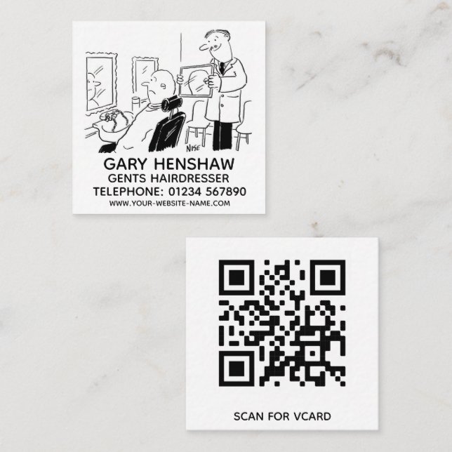 Friseur Quadratische Visitenkarte (Vorne/Hinten)