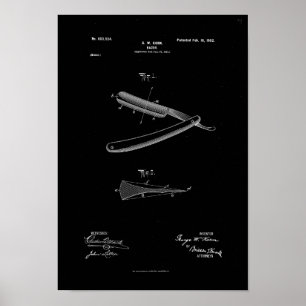 Friseur-Rasiermesser-Patent-Plakat-Druck-Grafik Poster