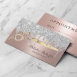 Friseur Rose Gold & Silber Tropfen Ernennung Terminkarte<br><div class="desc">Hair Stylist Gold Scissor Rose Gold & Silver Glitzer Tropfen Termin Erinnerung Card.</div>