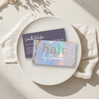 Friseur-Salon Iridescent Holografisches Gold QR Visitenkarte