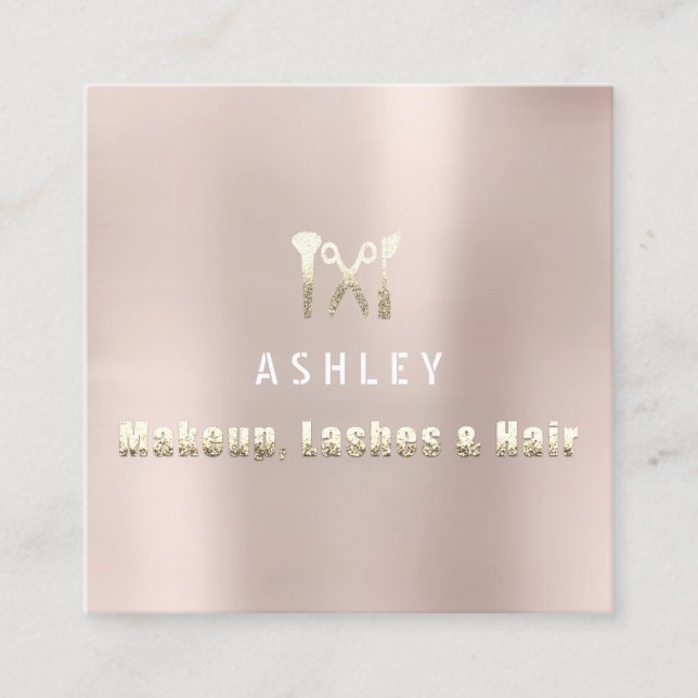 Friseur-Salon Makeup Lashes Quadratische Visitenkarte (Vorderseite)